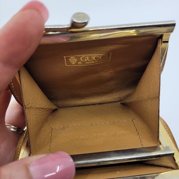 Gucci Coin Purse Vintage Kiss Clasp GG Brown Double Compartments Small - Picture 9 of 15
